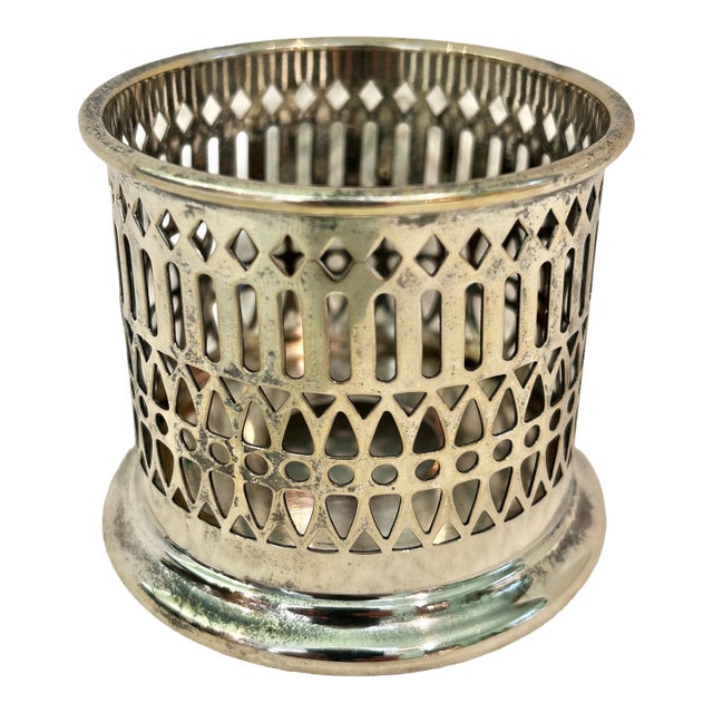 Vintage Sheffield Silver Co. Art Deco Silver Plate Condiment Holder or Jar Sleeve For Sale