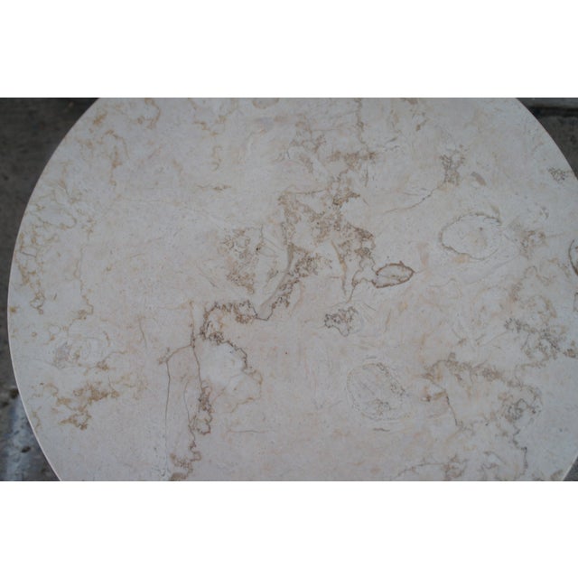 1970s Red Vintage Round Painted Marble Top Side End Table For Sale - Image 10 of 10