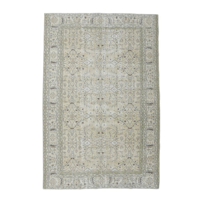 Green 1970s Vintage Turkish Handmade Wool Cotton Green Area Rug For Sale - Image 8 of 8