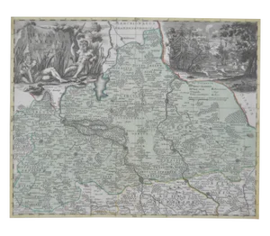 18th Century Hand Colored Map C.1700