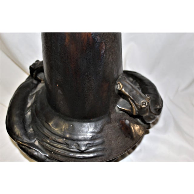 Late 19th Century Art Nouveau Vase Ceramic Dragons 'Jugendstil' Markes on Base For Sale - Image 5 of 14