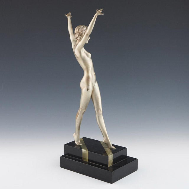 Ferdinand Preiss, Art Deco Striding Lady, 1920s, Bronze with Marble Base For Sale - Image 3 of 18