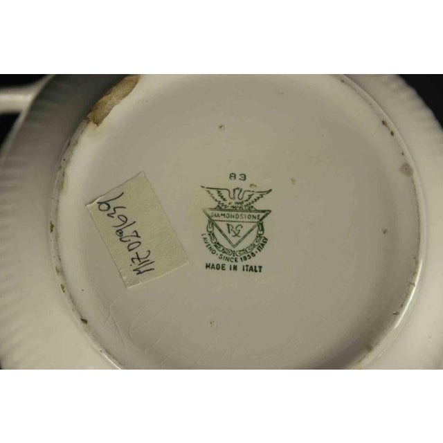 Vintage Diamondstone Laveno Floral Porcelain Soup Bowl, Italy For Sale - Image 4 of 5