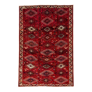 6 X 9 Vintage Persian Shiraz Handmade Wool Rug For Sale