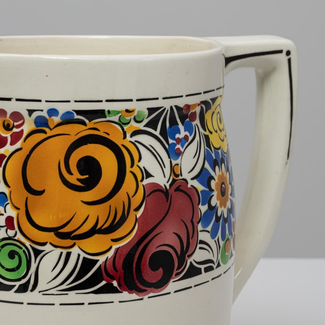 20th Century Belgian Floral Design Ceramic Pitcher For Sale - Image 12 of 18