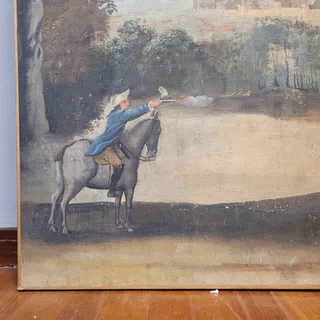 French School Artist, Duel of Knights, 18th Century, Watercolor Painting on Linen For Sale - Image 12 of 18