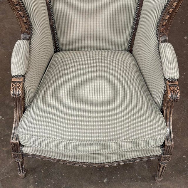Pair Antique Louis XVI Style French Bergères ~ Armchairs in Walnut For Sale - Image 13 of 18