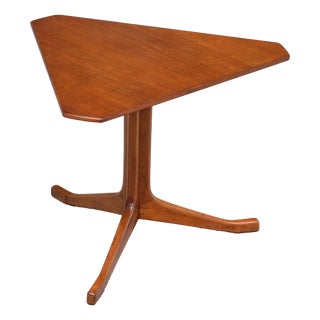 Swedish Modern Triangular Teak Side Table with Three-Legged Base, 1950s For Sale