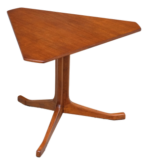 Swedish Modern Triangular Teak Side Table with Three-Legged Base, 1950s