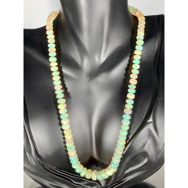 Silver Natural 100Ct Ethiopian Opal Bead Single Strand Necklace 5 to 9mm , Silver Clasp For Sale - Image 8 of 8