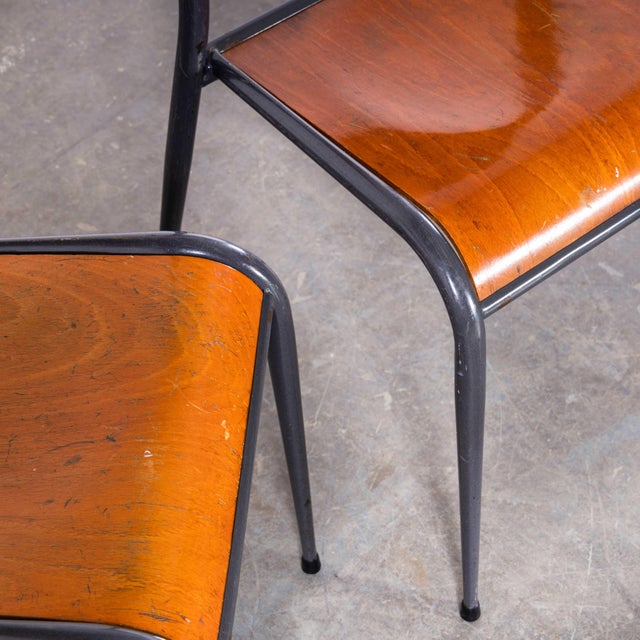 French Light Grey Tapered Leg Dining Chairs from Mullca, 1950s, Set of 6 For Sale - Image 15 of 18