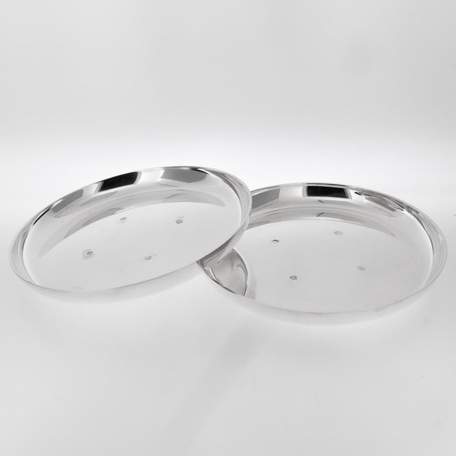English Pair of Signed Mid-Century Asprey & Co. Sterling Silver Wine Bottle Coasters For Sale - Image 3 of 14