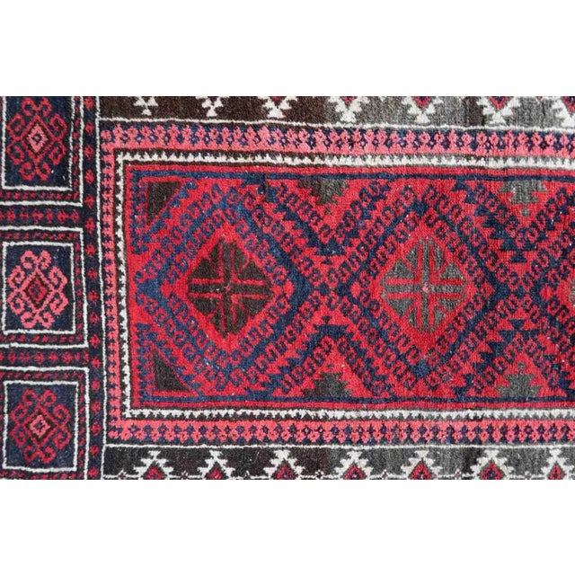 1940s Handmade Vintage Afghan Baluch Prayer Rug 3' X 4.9' For Sale - Image 9 of 11