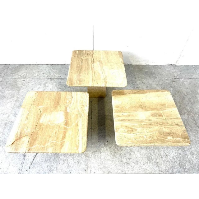 Stone Vintage Travertine Nesting Tables, 1970s, Set of 3 For Sale - Image 7 of 11