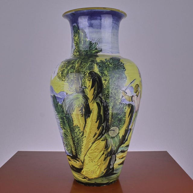 Large Hand Painted Vase Depicting Battle For Sale - Image 3 of 8
