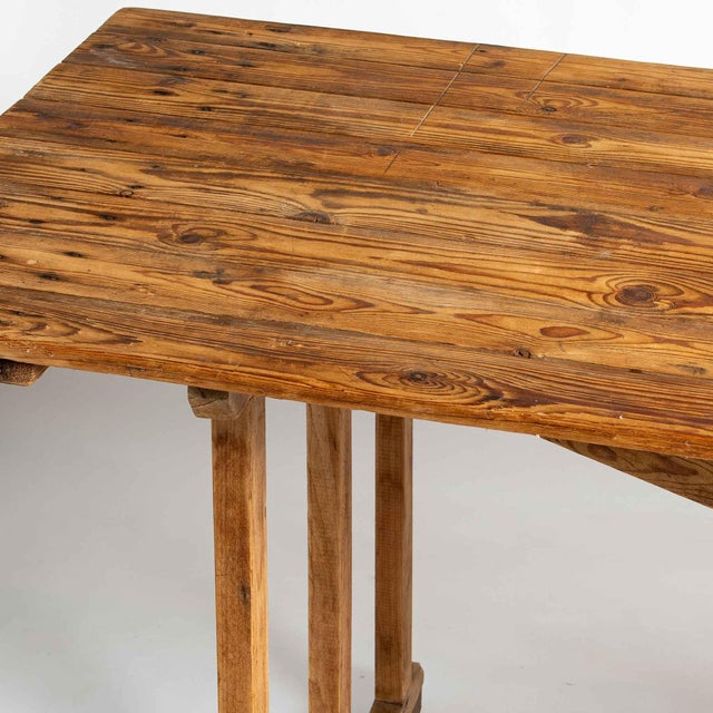 Wood 2-Piece Trestle Table For Sale - Image 7 of 7