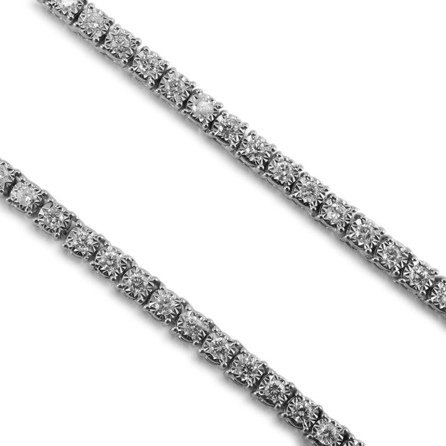 10k White Gold 9.86ct Diamond Tennis Chain Necklace For Sale - Image 4 of 7