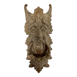 Antique Gothic Celtic Leaf Man Iron Door Knocker