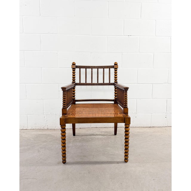 William Morris William Morris Style Bobbin Turned Cane Chairs Mid Century For Sale - Image 4 of 18