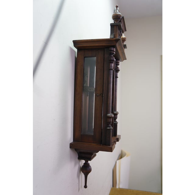 Late 19th Century Antique German Junghans Vienna Mahogany Converted Battery Power Clock 31" For Sale - Image 5 of 18