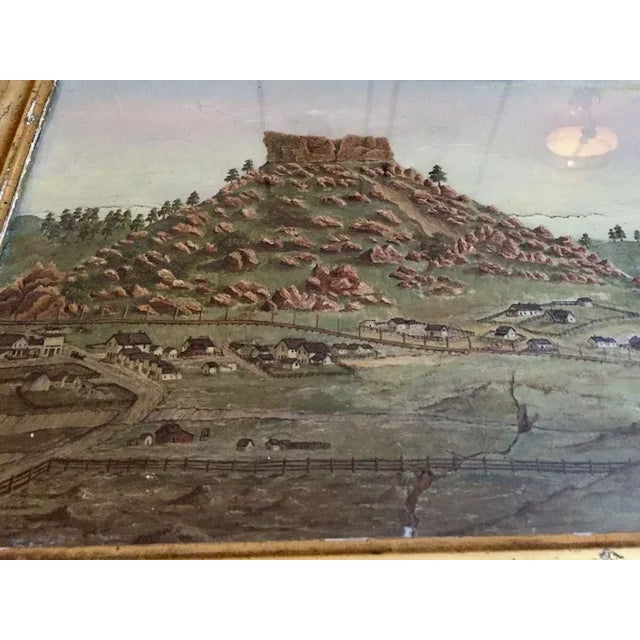 Paint 19th Century Folk Art American West Colorado Landscape Oil Painting For Sale - Image 7 of 10