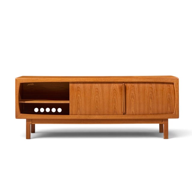 Hp Hansen Mid Century Danish Teak Sliding Door Credenza For Sale - Image 10 of 11