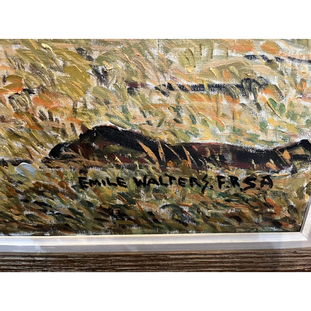 Emile Walters Signed Large Futuristic Landscape Oil on Canvas Painting For Sale - Image 11 of 11