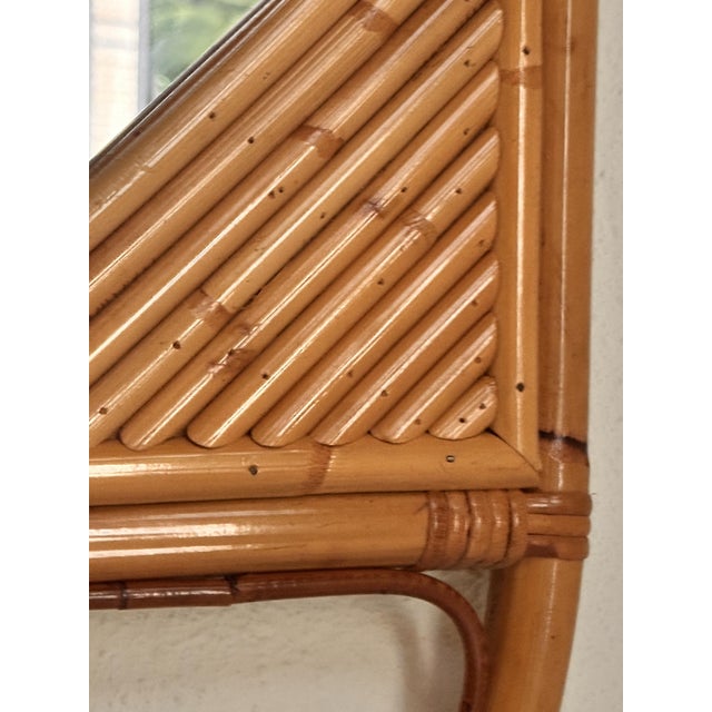 Arched Demi-Lune Console in Rattan and Bamboo with Mirror from Vivai del Sud, Italy, 1960s For Sale - Image 10 of 14