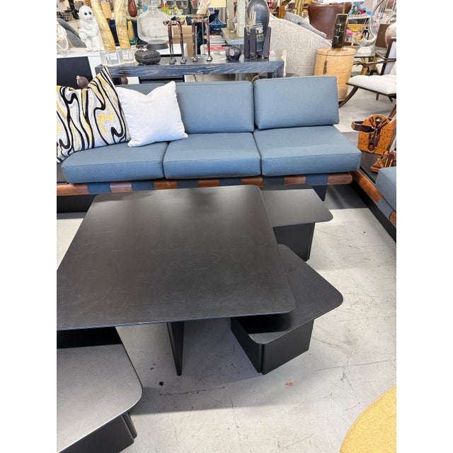 Late 20th Century Italian Nesting Coffee Cocktail Table Set Black Lacquer For Sale - Image 9 of 18