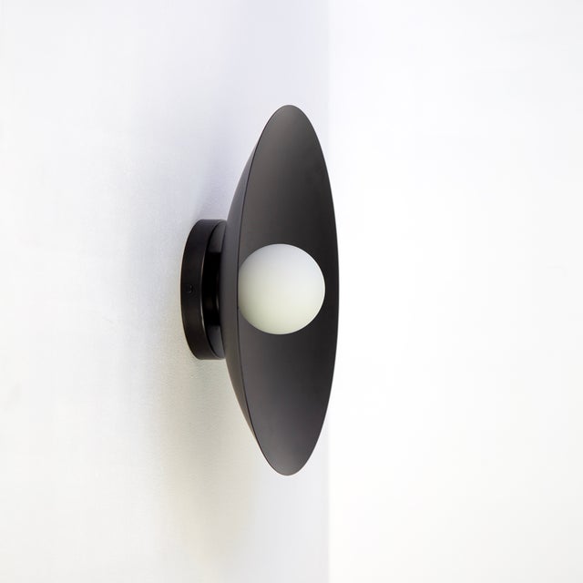 Dome Sconce, Black, 3in Glass Globe, Modern Led Wall Light, by Research.Lighting For Sale - Image 4 of 6