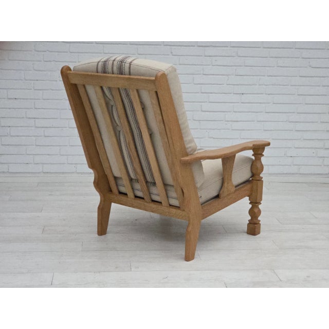 Beige Vintage Danish Armchair in Furniture Wool and Oak, 1970s For Sale - Image 8 of 18