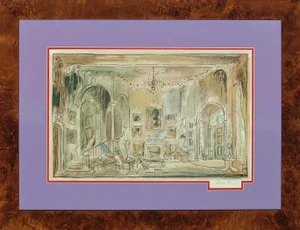 Mid 20th Century Cecil Beaton Watercolour Painting Theatrical Set Design 1951 for Landscape With Figures, Framed