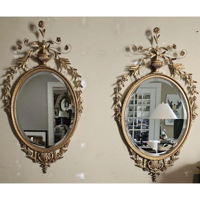 Pair of Adams Style Carved and Gilt Mirrors by Friedman Brothers 53"h X 28"w For Sale - Image 9 of 9