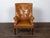 Early 20th Century English Brown Leather Wingback Chair with Brass Nailhead Trim, circa 1930-1940 For Sale - Image 5 of 12