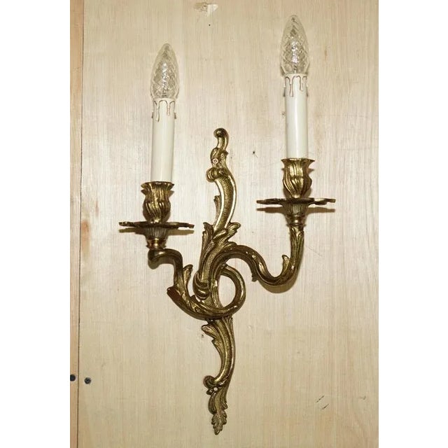 Large Vintage French Bronze Candle Wall Lights, 1920s, Set of 2 For Sale - Image 14 of 18