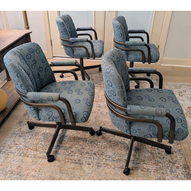 1990s Milo Baughman Style Chromcraft Swivel Office or Dining Chairs - Set of 4 For Sale - Image 5 of 17