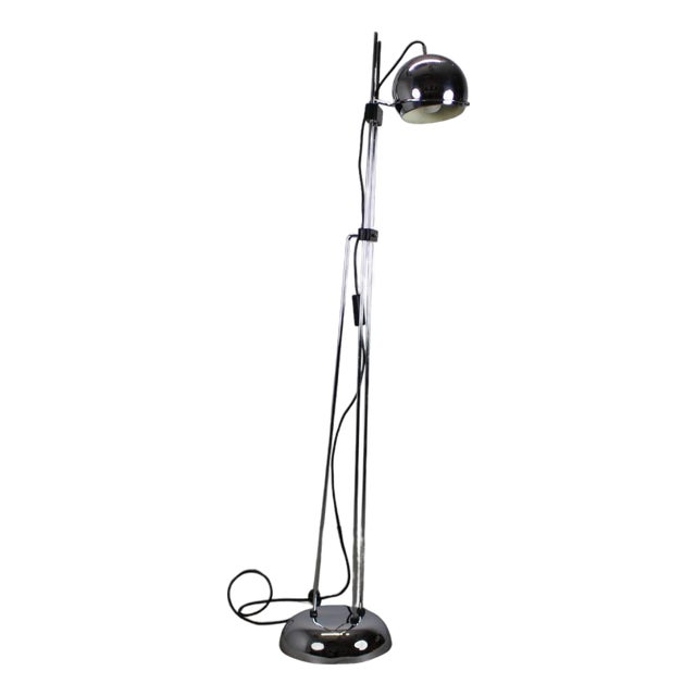 Italian Space Age Adjustable Chrome Floor Lamp, 1960s For Sale