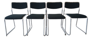 Vintage Fabric and Metal Chairs, Italy, 1980s, Set of 4