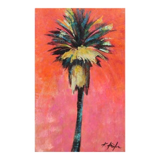 Xanadu Coral - Original Palm Tree Landscape Artwork by Kathleen Keifer For Sale