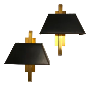 Hollywood Regency Gilded Brass Wall Light by Maison Charles for Deknudt,, 1970s, Set of 2