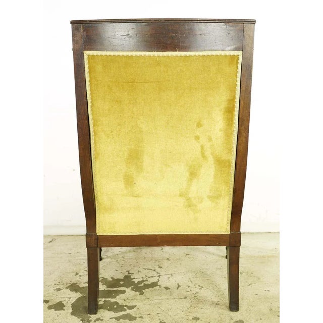 Mid 20th Century Antique European French Yellow Velvet & Wood Arm Chair For Sale - Image 9 of 10