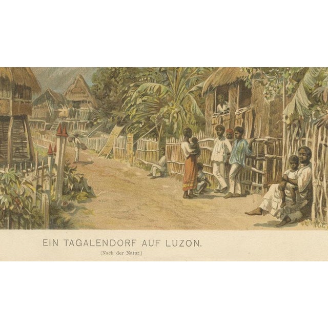 Paper German School, Tagalog Village on Luzon Philippine Colonial Landscape Print, 1883, Paper For Sale - Image 7 of 9