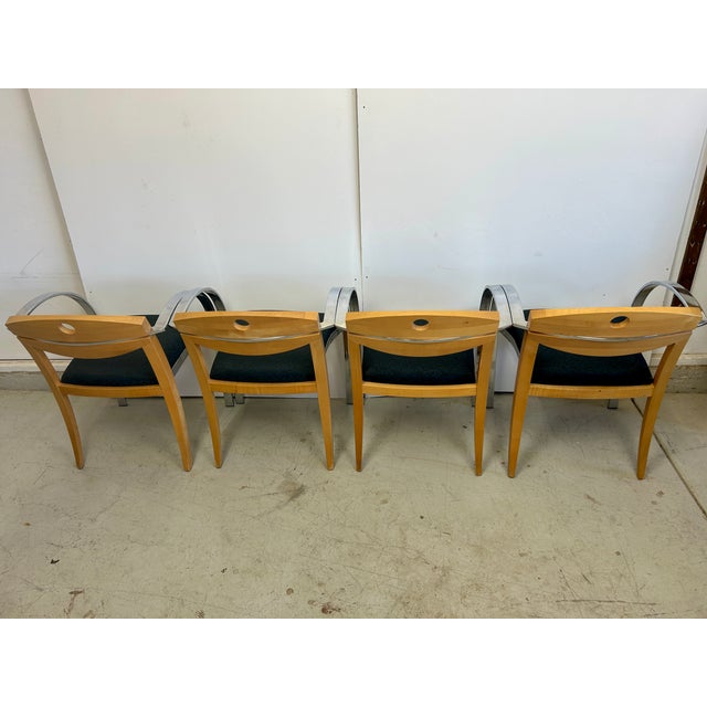 Upgrade your dining room, home office, or conference space with this stunning, high-quality set of 4 vintage armchairs by...