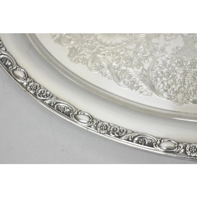 Vintage Wm Rogers & Son "Victorian Rose" Silver Plated Oval Serving Platter Tray For Sale - Image 11 of 15