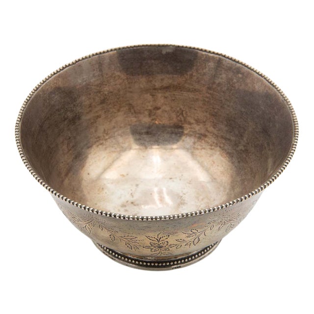 Circular Silver Candy Box with Floral Motifs For Sale