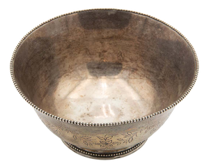 Circular Silver Candy Box with Floral Motifs
