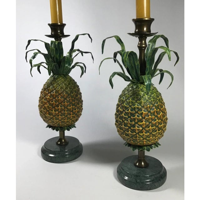 1990’s Petite Choses Pineapple Candlsticks - a Pair For Sale - Image 4 of 9
