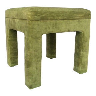 1980s Mid Century Modern Milo Baughman Upholstered Parsons Stool FootStool For Sale