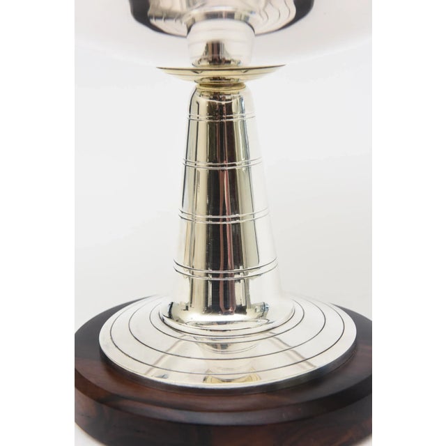 1930s Vintage Art Deco French Silver-Plate and Rosewood Pedestal Bowl or Serving Piece For Sale - Image 5 of 10