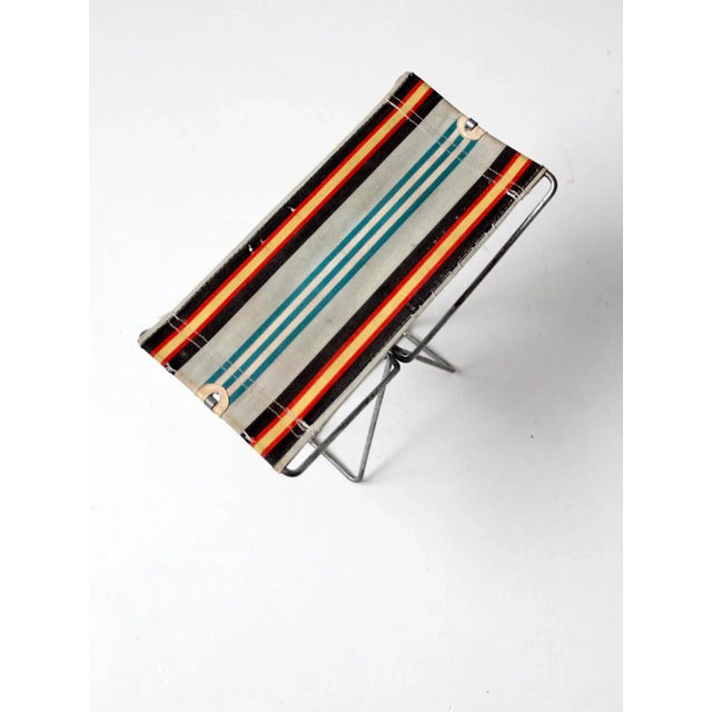 Vintage Metal Frame Folding Camp Stool For Sale - Image 9 of 12